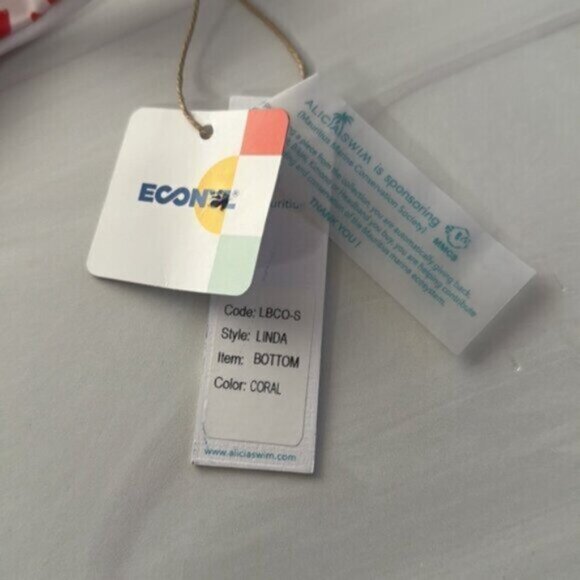 NWT Alicia Swim Women's White & Red Linda Coral Bottom Size Small - Picture 4 of 7